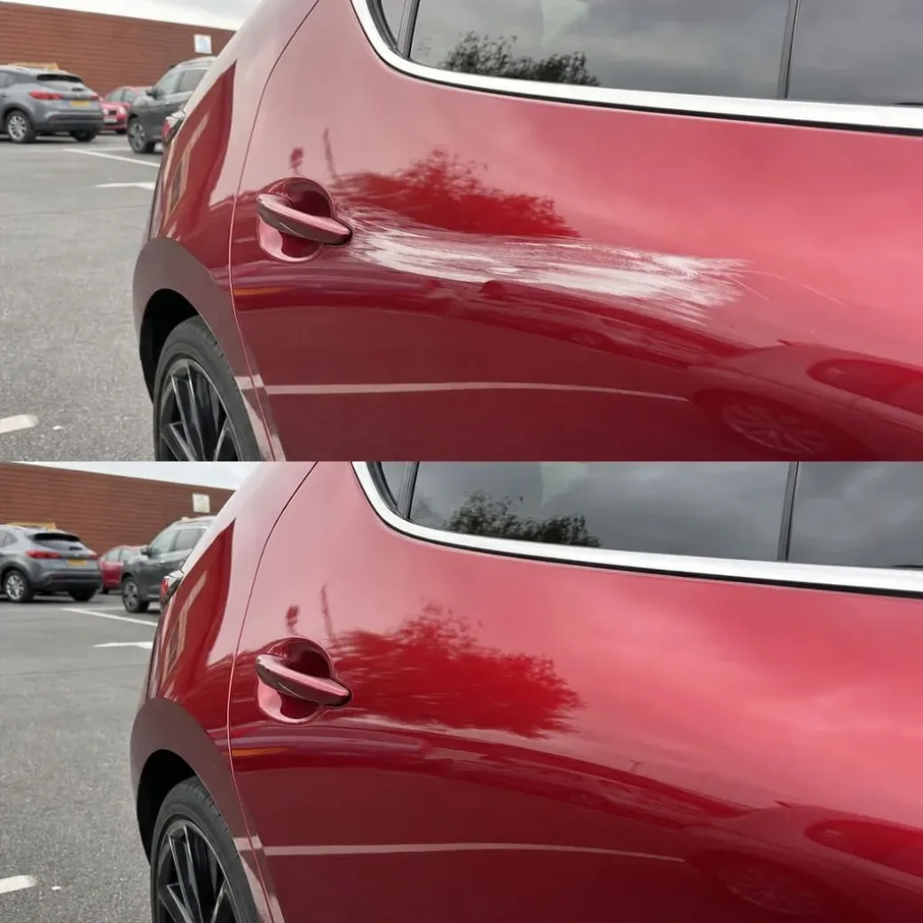 Customer before after - side panel damage